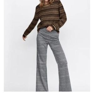 Zara Black and White Wide Leg Pants